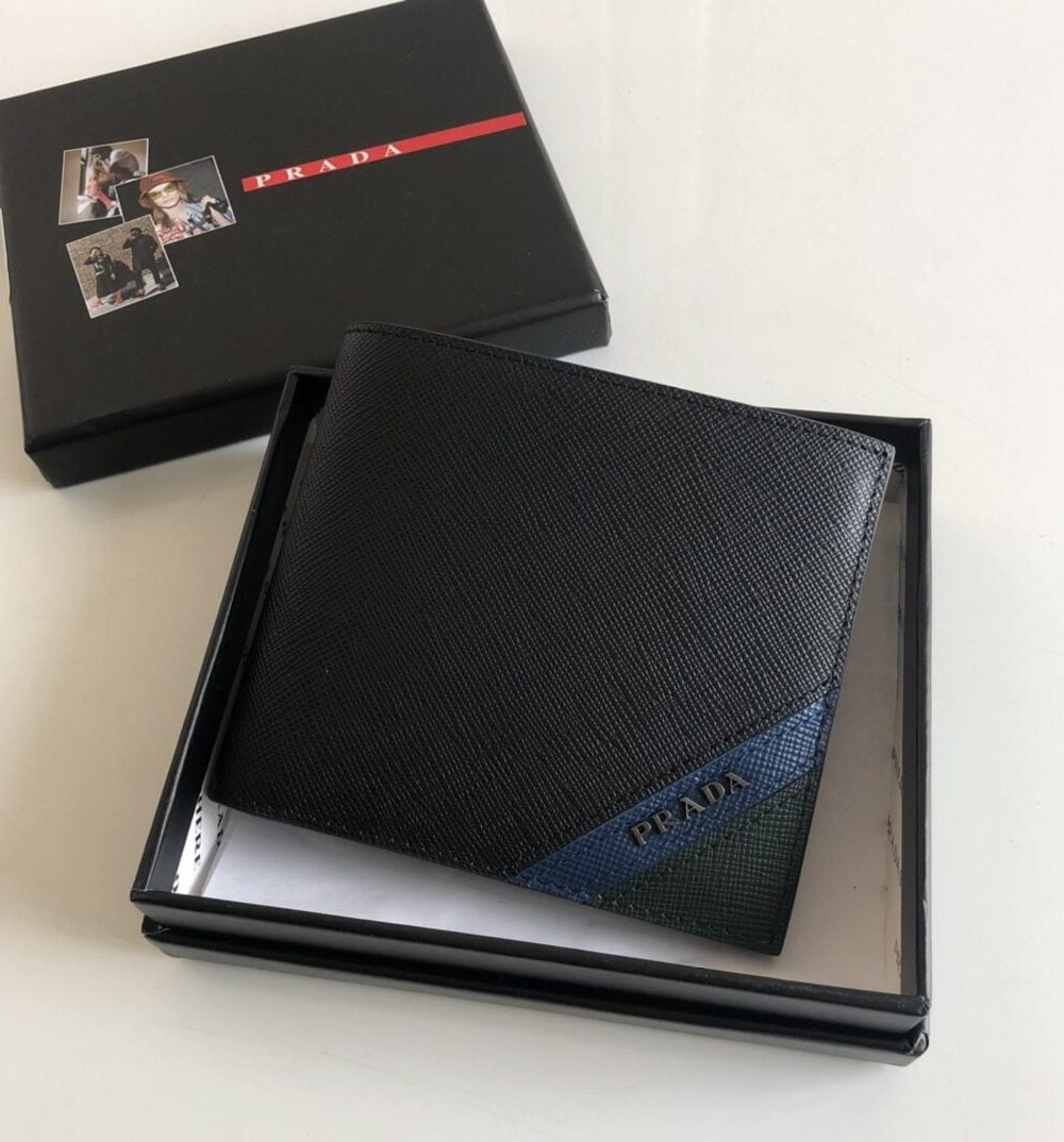 1:1 Replica Prada Saffiano Wallet Black For Women, Women's Wallets 4.5in/11cm