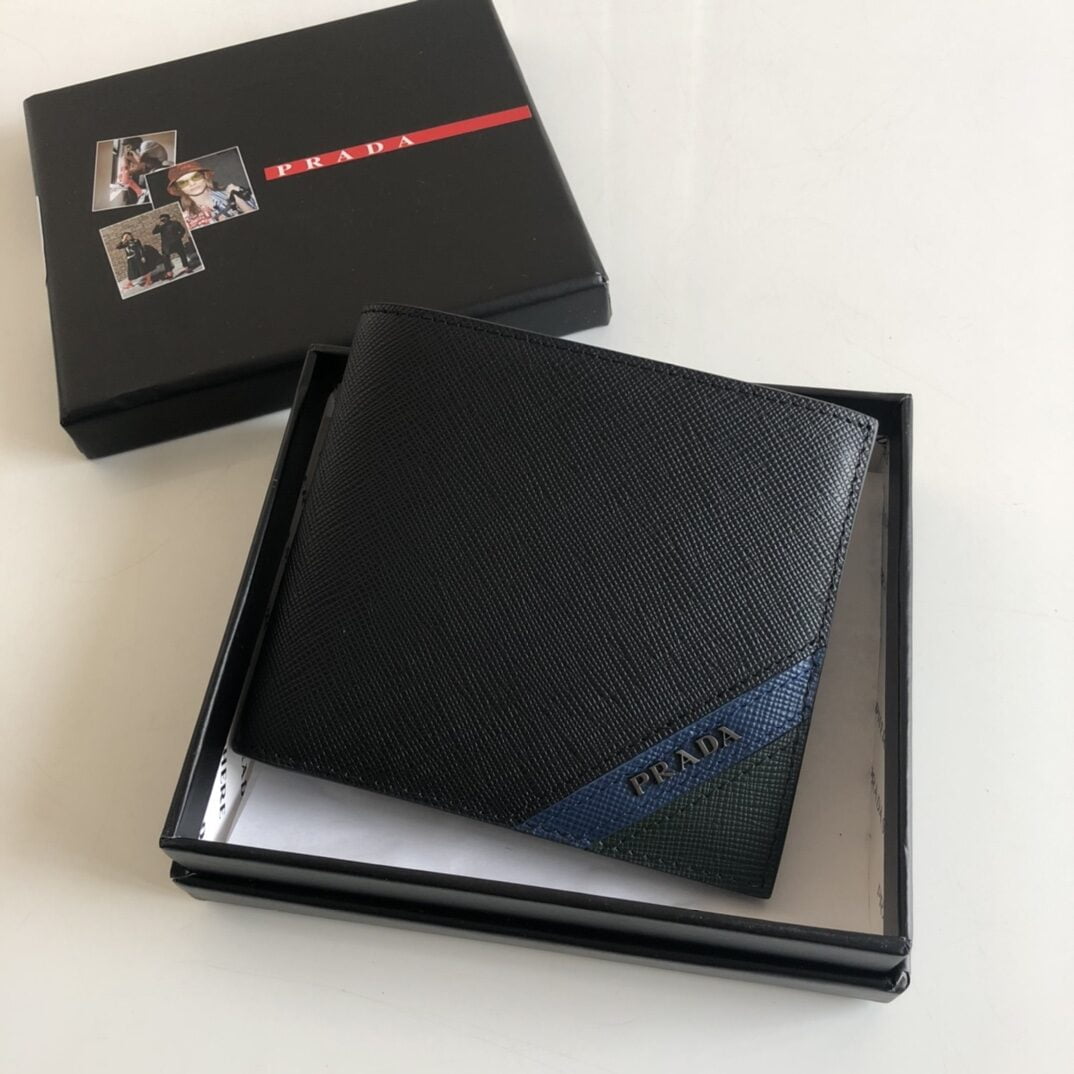 1:1 Replica Prada Saffiano Wallet Black For Women, Women's Wallets 4.5in/11cm