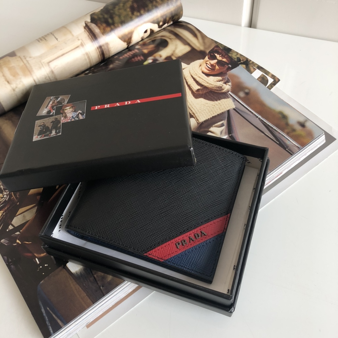 1:1 Replica Prada Saffiano Wallet Black For Women, Women's Wallets 4.5in/11cm - Image 3