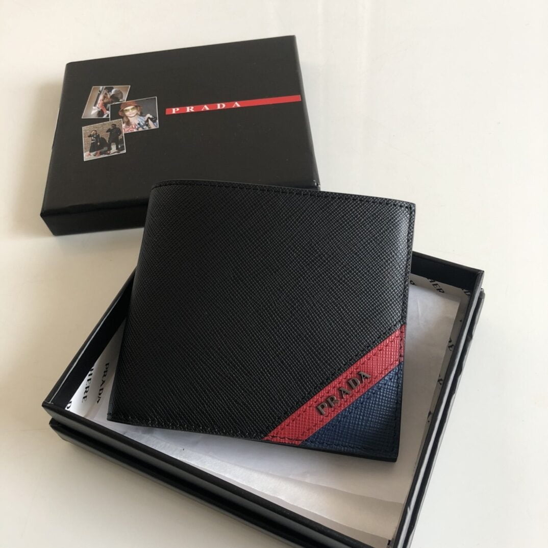1:1 Replica Prada Saffiano Wallet Black For Women, Women's Wallets 4.5in/11cm
