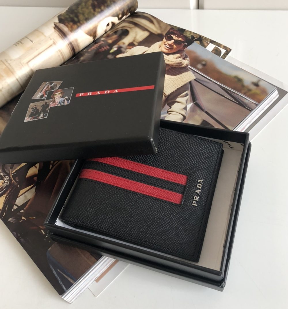 1:1 Replica Prada Saffiano Wallet Black For Women, Women's Wallets 4.5in/11cm