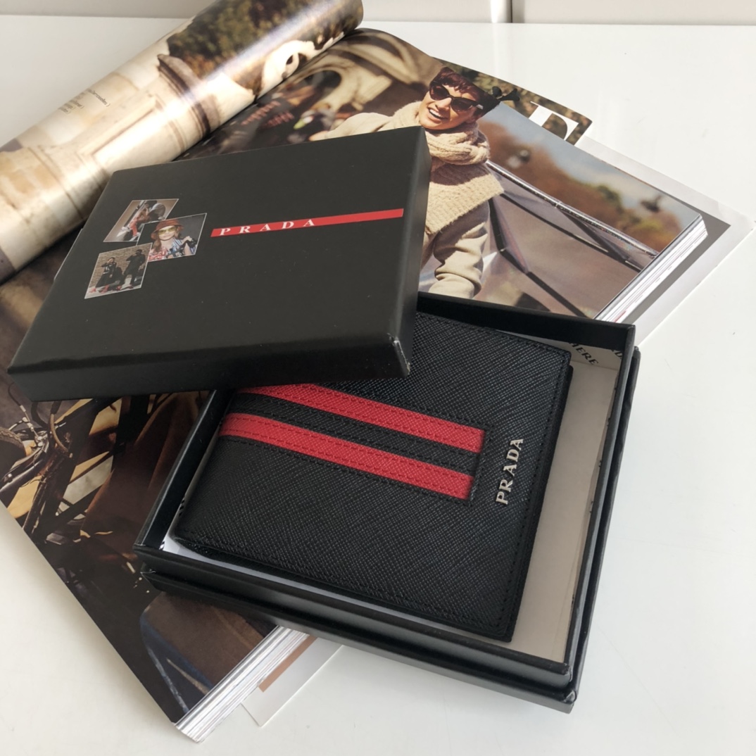 1:1 Replica Prada Saffiano Wallet Black For Women, Women's Wallets 4.5in/11cm - Image 7