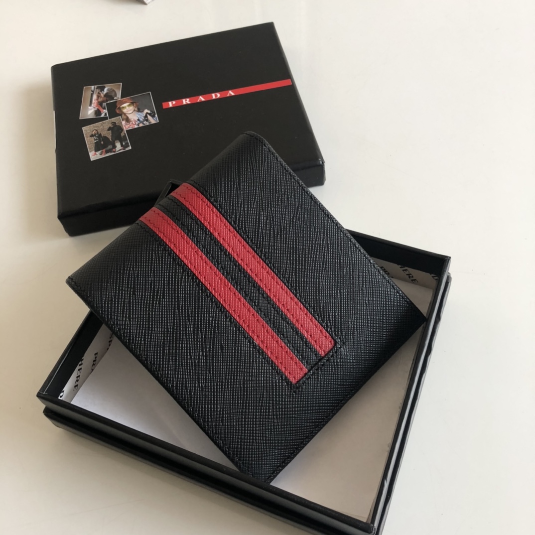 1:1 Replica Prada Saffiano Wallet Black For Women, Women's Wallets 4.5in/11cm - Image 2