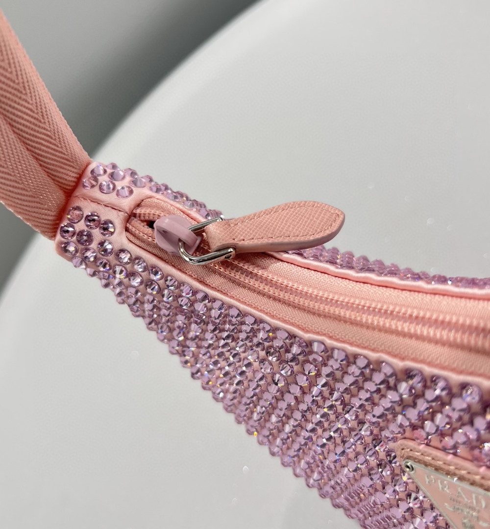 Prada Satin Mini-Bag With Crystals Silver For Women, Women's Bags 8.6in/22cm