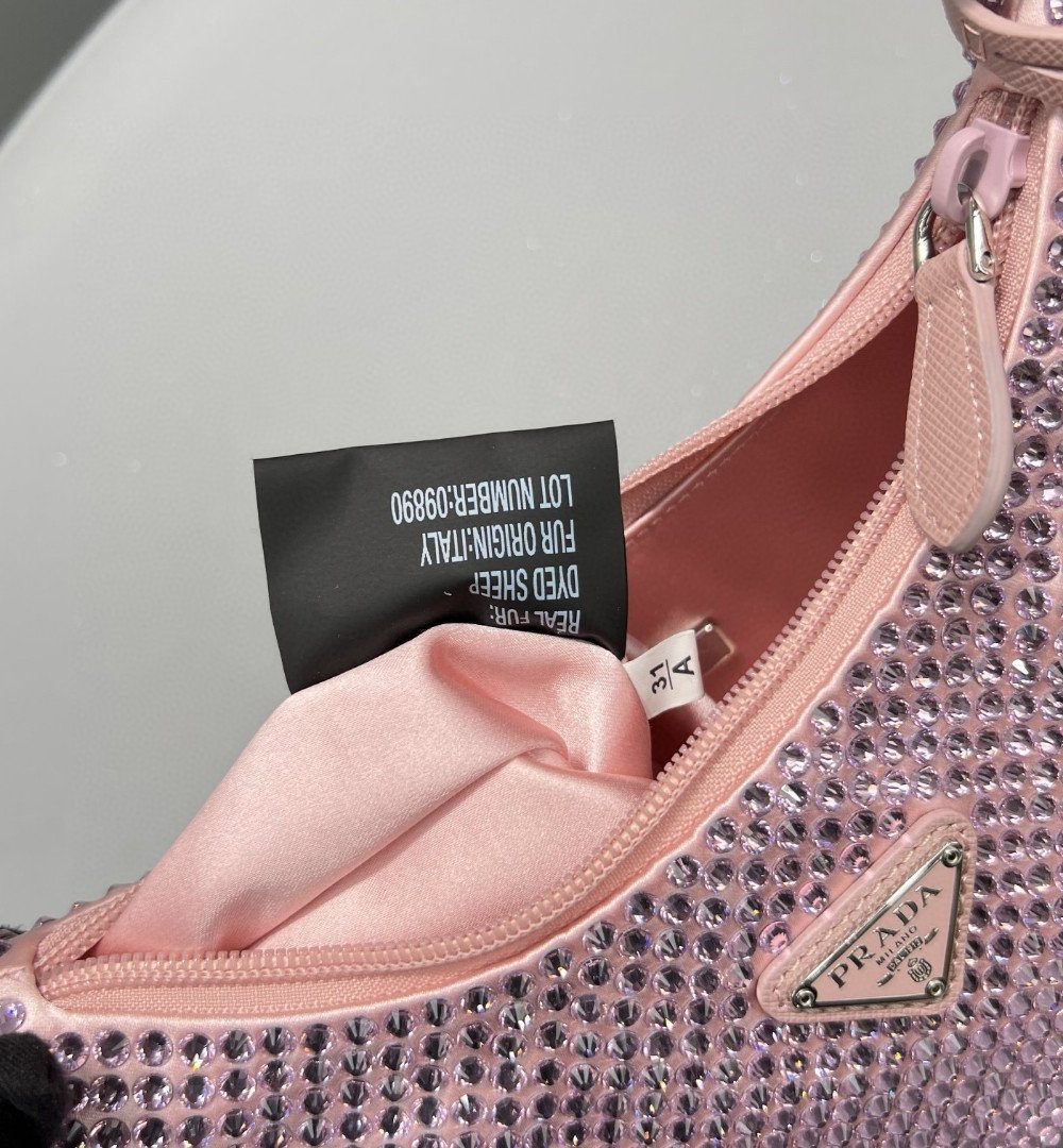 Prada Satin Mini-Bag With Crystals Silver For Women, Women's Bags 8.6in/22cm