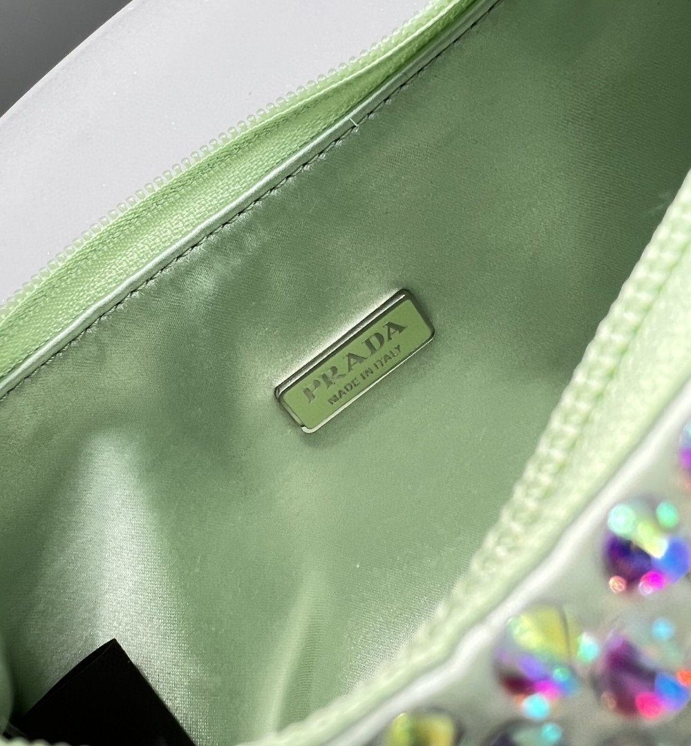 Prada Satin Mini-Bag With Crystals Silver/Gold For Women, Women's Bags 8.6in/22cm