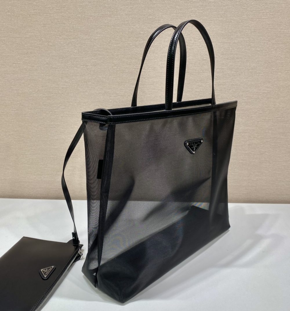 Prada Sequined Mesh Tote Bag Black For Women, Women's Bags 14.1in/36cm