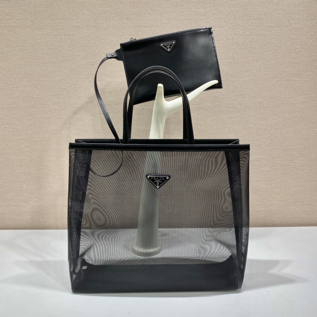 Prada Sequined Mesh Tote Bag Black For Women, Women's Bags 14.1in/36cm - Image 7