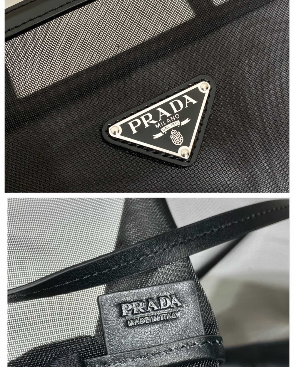 Prada Sequined Mesh Tote Bag Black For Women, Women's Bags 14.1in/36cm