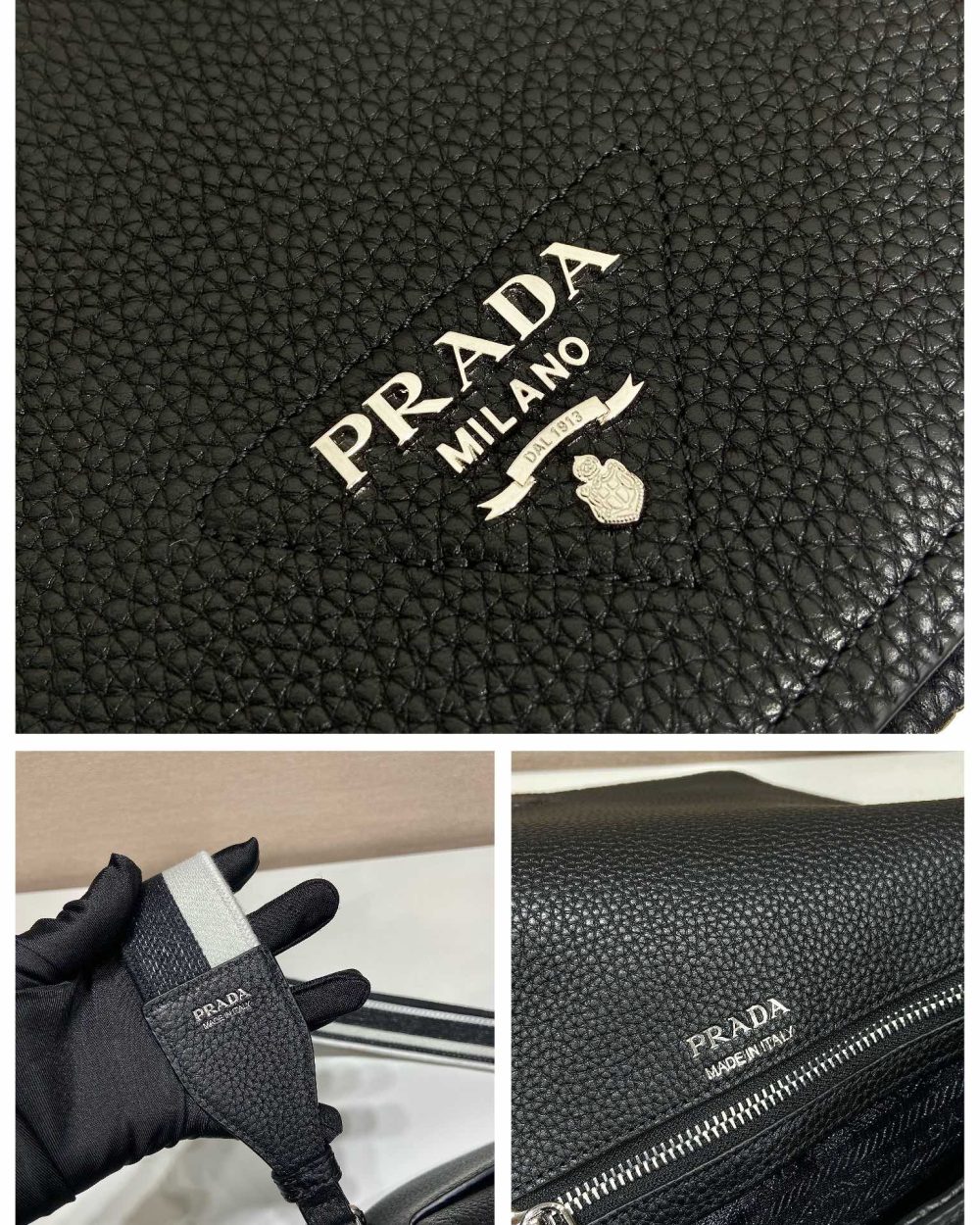 Prada Shoulder Bag Black For Women, Women's Bags 9in/23cm 1BD314_2DKV_F0002_V_3OO