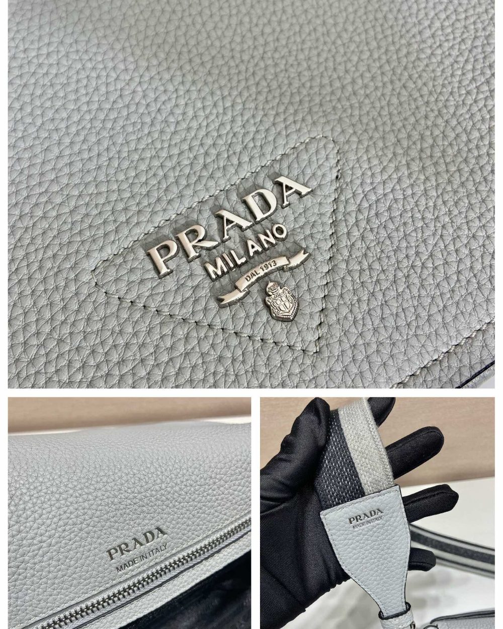 Prada Shoulder Bag Grey For Women, Women's Bags 9in/23cm 1BD314_2DKV_F010I_V_3OO