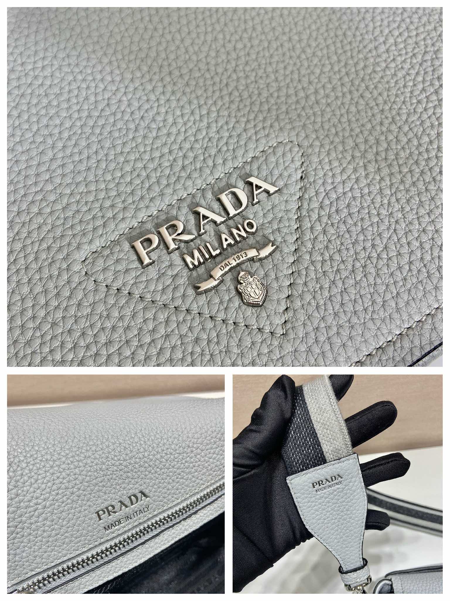 Prada Shoulder Bag Grey For Women, Women's Bags 9in/23cm 1BD314_2DKV_F010I_V_3OO - Image 6