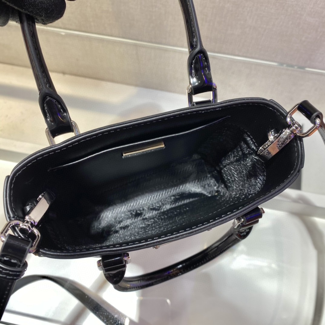 Prada Small Brushed Tote Black For Women, Women's Bags 6.9in/18cm 1BA331_ZO6_F0002_V_OOO - Image 2