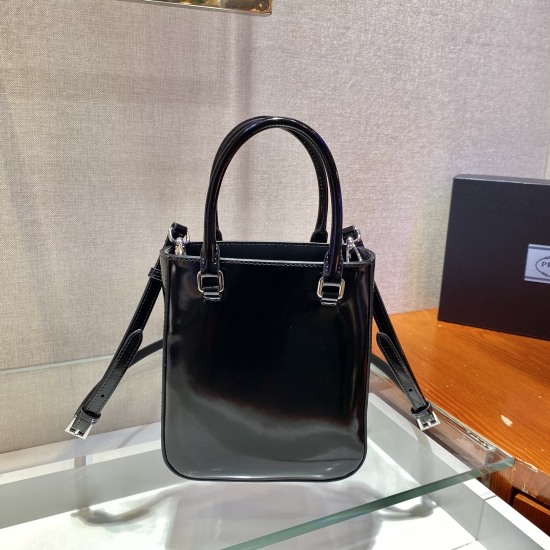 Prada Small Brushed Tote Black For Women, Women's Bags 6.9in/18cm 1BA331_ZO6_F0002_V_OOO - Image 6
