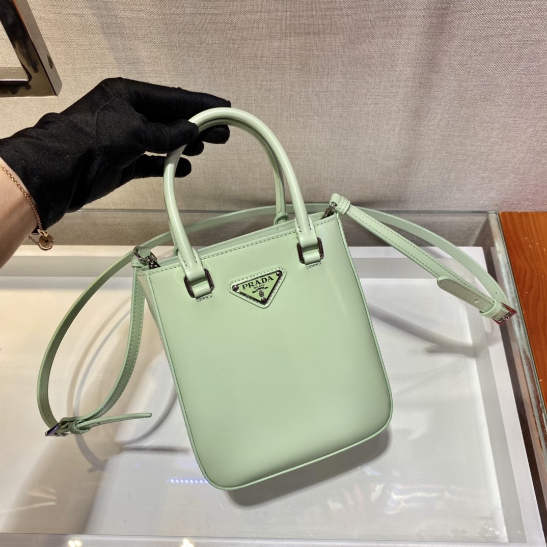 Prada Small Brushed Tote Green For Women, Women's Bags 6.9in/18cm - Image 7