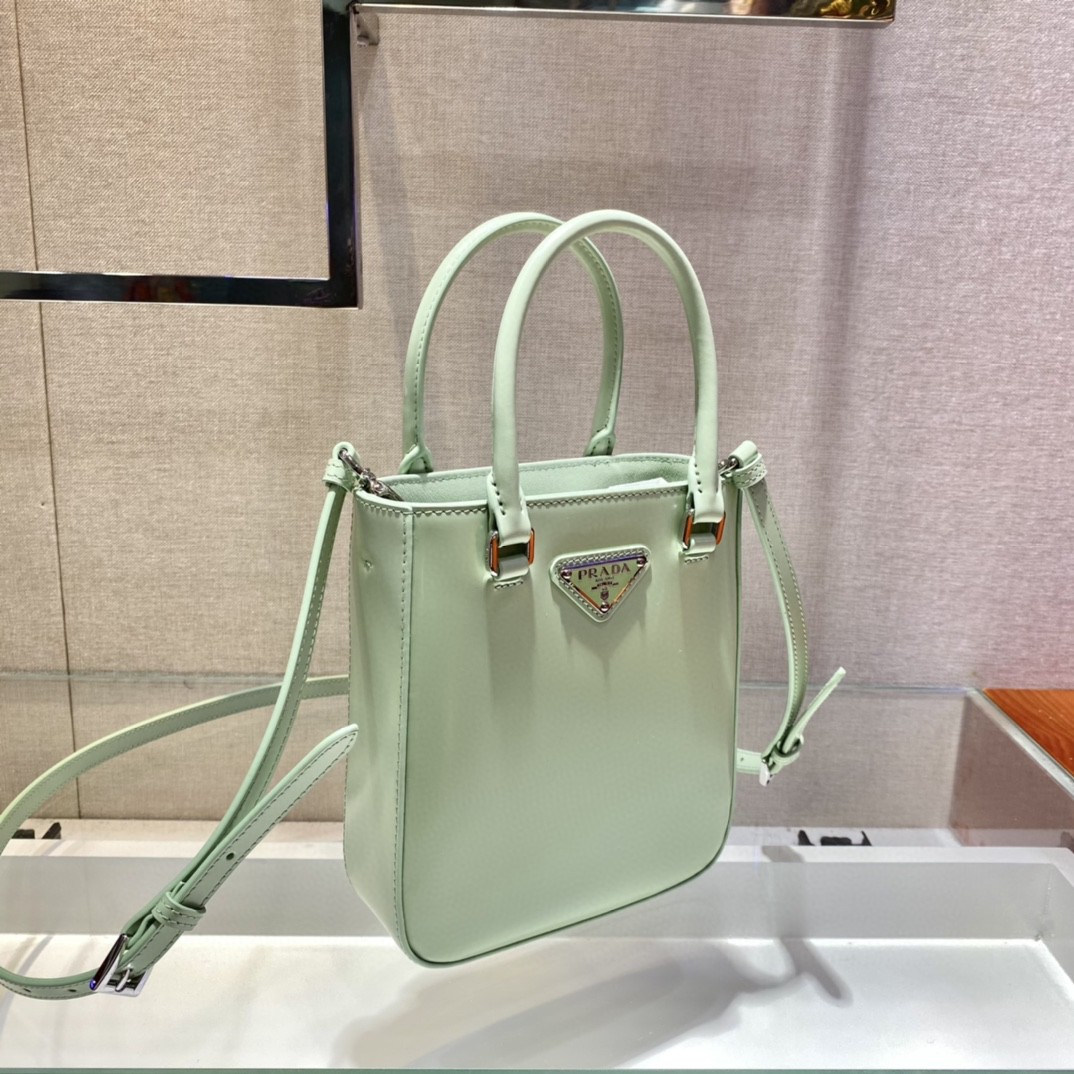 Prada Small Brushed Tote Green For Women, Women's Bags 6.9in/18cm - Image 4