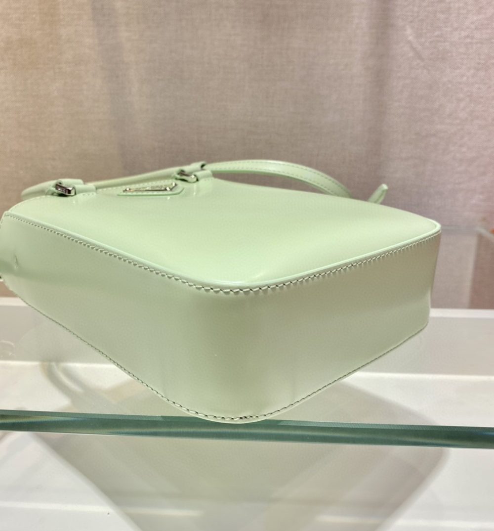 Prada Small Brushed Tote Green For Women, Women's Bags 6.9in/18cm