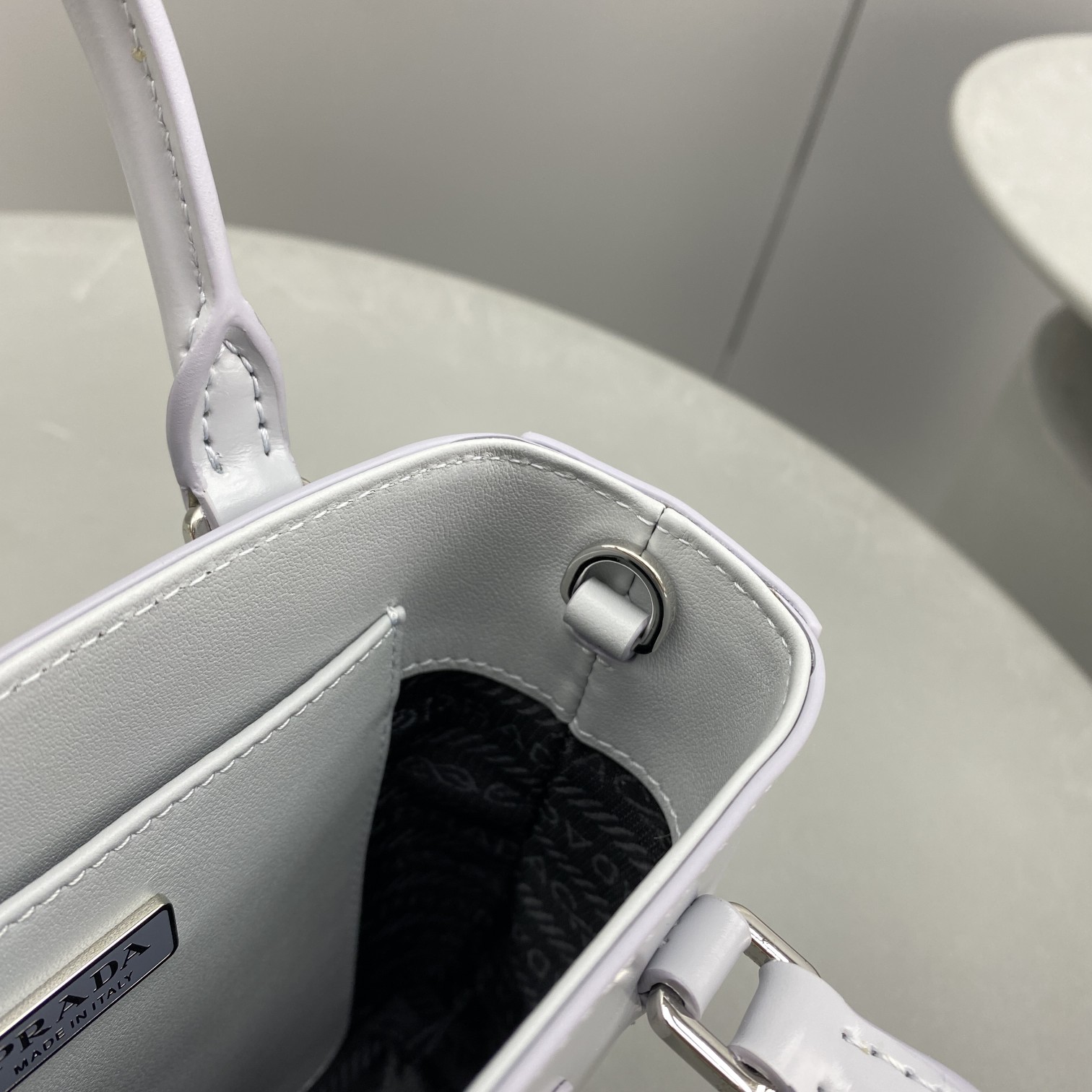 Prada Small Brushed Tote Grey For Women, Women's Bags 6.9in/18cm - Image 6