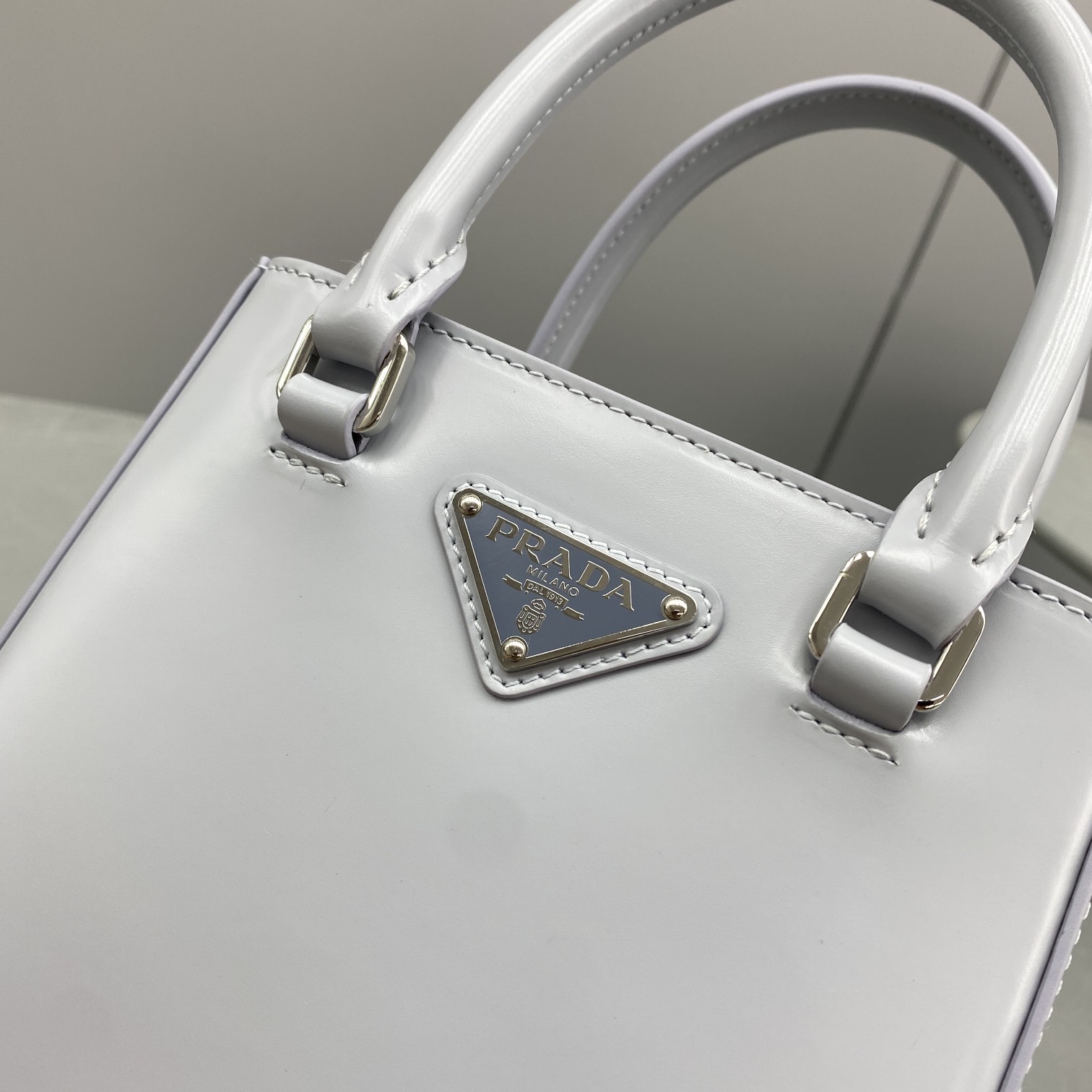 Prada Small Brushed Tote Grey For Women, Women's Bags 6.9in/18cm - Image 5