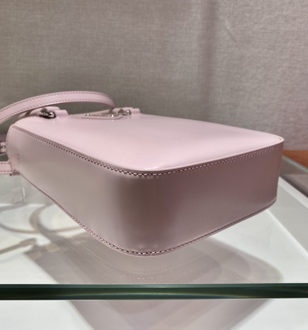 Prada Small Brushed Tote Pink For Women, Women's Bags 6.9in/18cm 1BA331_ZO6_F0E18_V_OOO