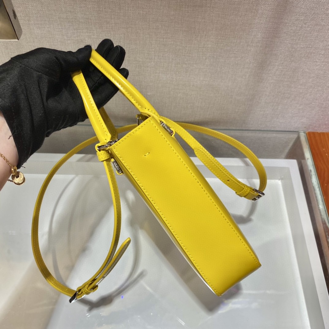Prada Small Brushed Tote Yellow For Women, Women's Bags 6.9in/18cm 1BA331_ZO6_F0ZNZ_V_OOO - Image 3