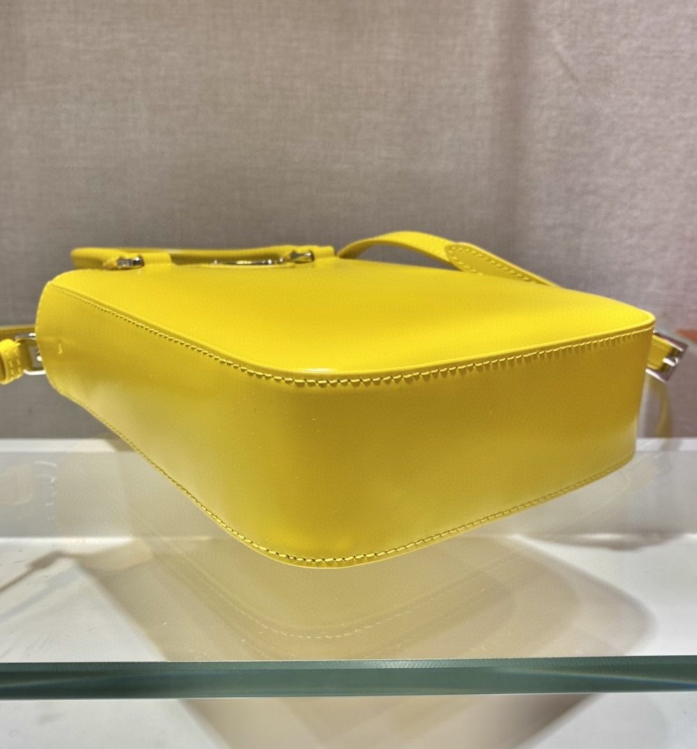 Prada Small Brushed Tote Yellow For Women, Women's Bags 6.9in/18cm 1BA331_ZO6_F0ZNZ_V_OOO