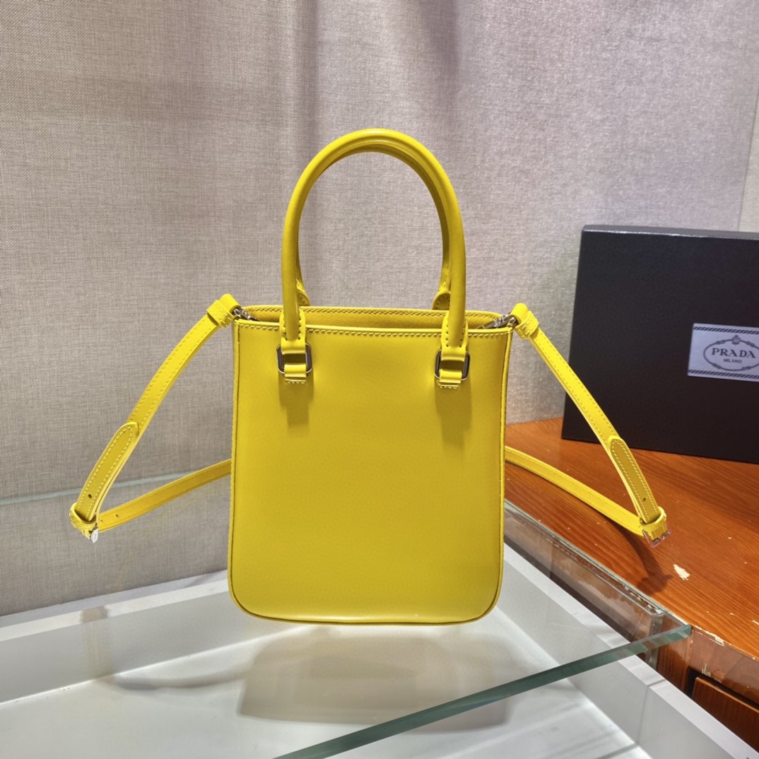 Prada Small Brushed Tote Yellow For Women, Women's Bags 6.9in/18cm 1BA331_ZO6_F0ZNZ_V_OOO - Image 4