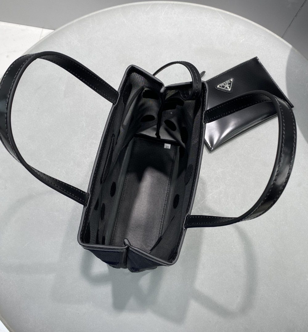 Prada Small Polka-Dot Mesh Tote Bag Black For Women, Women's Bags 8.6in/22cm 1BG417_2DZ9_F0002_V_OOO