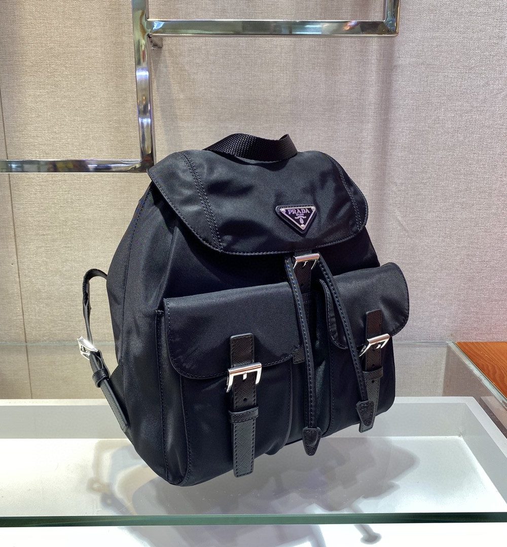 Prada Small Re-Nylon Backpack Black For Women, Women's Bags 11in/28cm 1BZ677_RV44_F0002_V_OOO