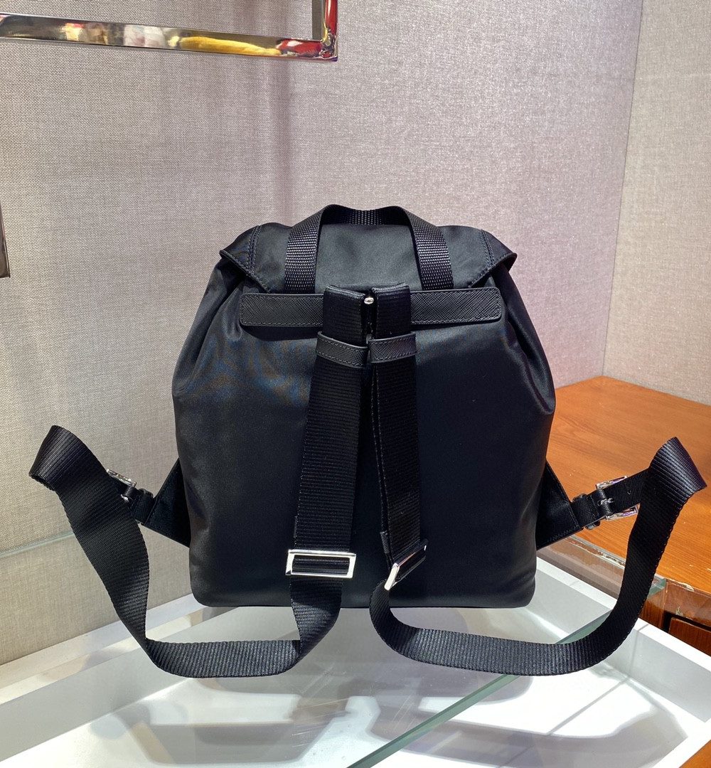 Prada Small Re-Nylon Backpack Black For Women, Women's Bags 11in/28cm 1BZ677_RV44_F0002_V_OOO