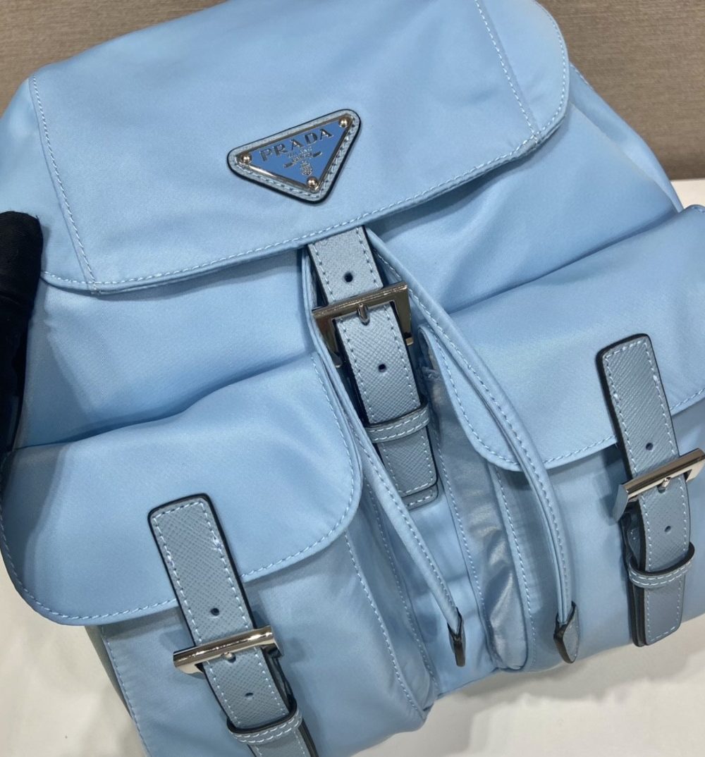 Prada Small Re-Nylon Backpack Blue For Women, Women's Bags 11in/28cm 1BZ677_RV44_F0076_V_OOO