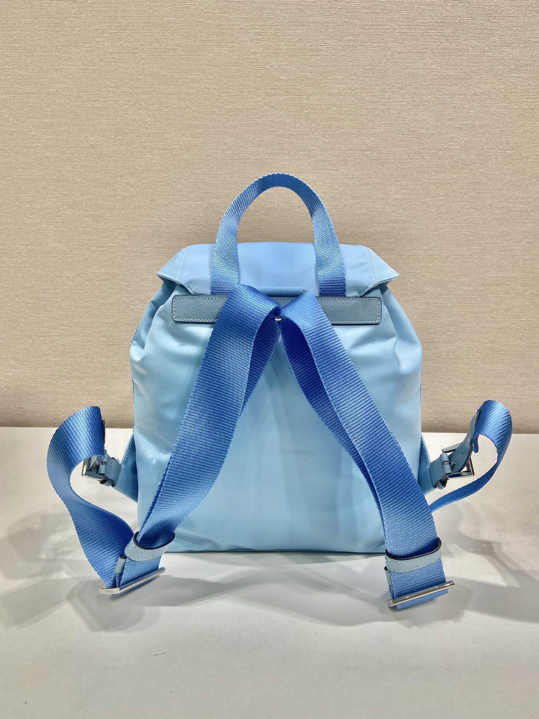 Prada Small Re-Nylon Backpack Blue For Women, Women's Bags 11in/28cm 1BZ677_RV44_F0076_V_OOO - Image 3