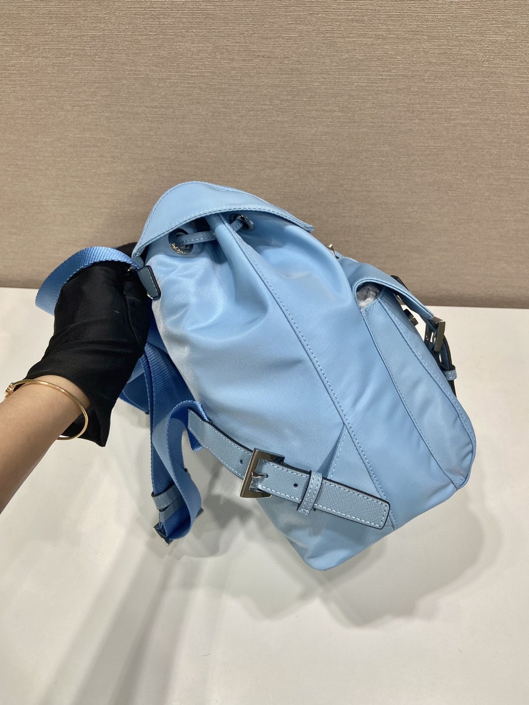 Prada Small Re-Nylon Backpack Blue For Women, Women's Bags 11in/28cm 1BZ677_RV44_F0076_V_OOO - Image 2