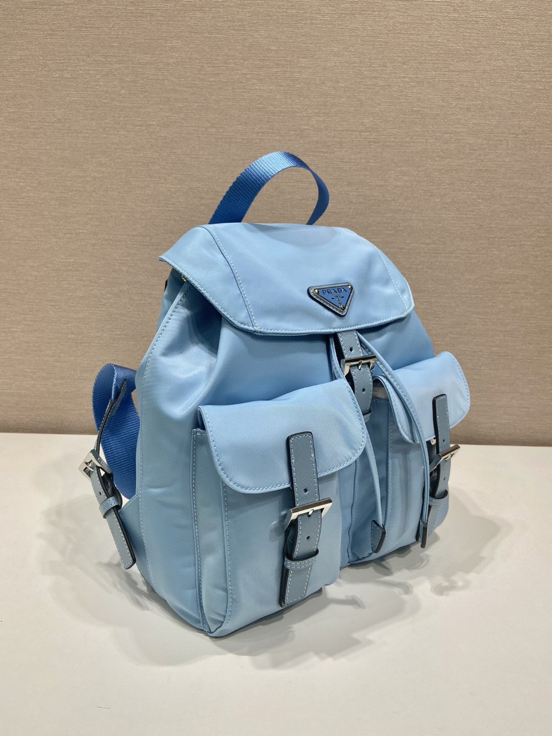 Prada Small Re-Nylon Backpack Blue For Women, Women's Bags 11in/28cm 1BZ677_RV44_F0076_V_OOO - Image 6