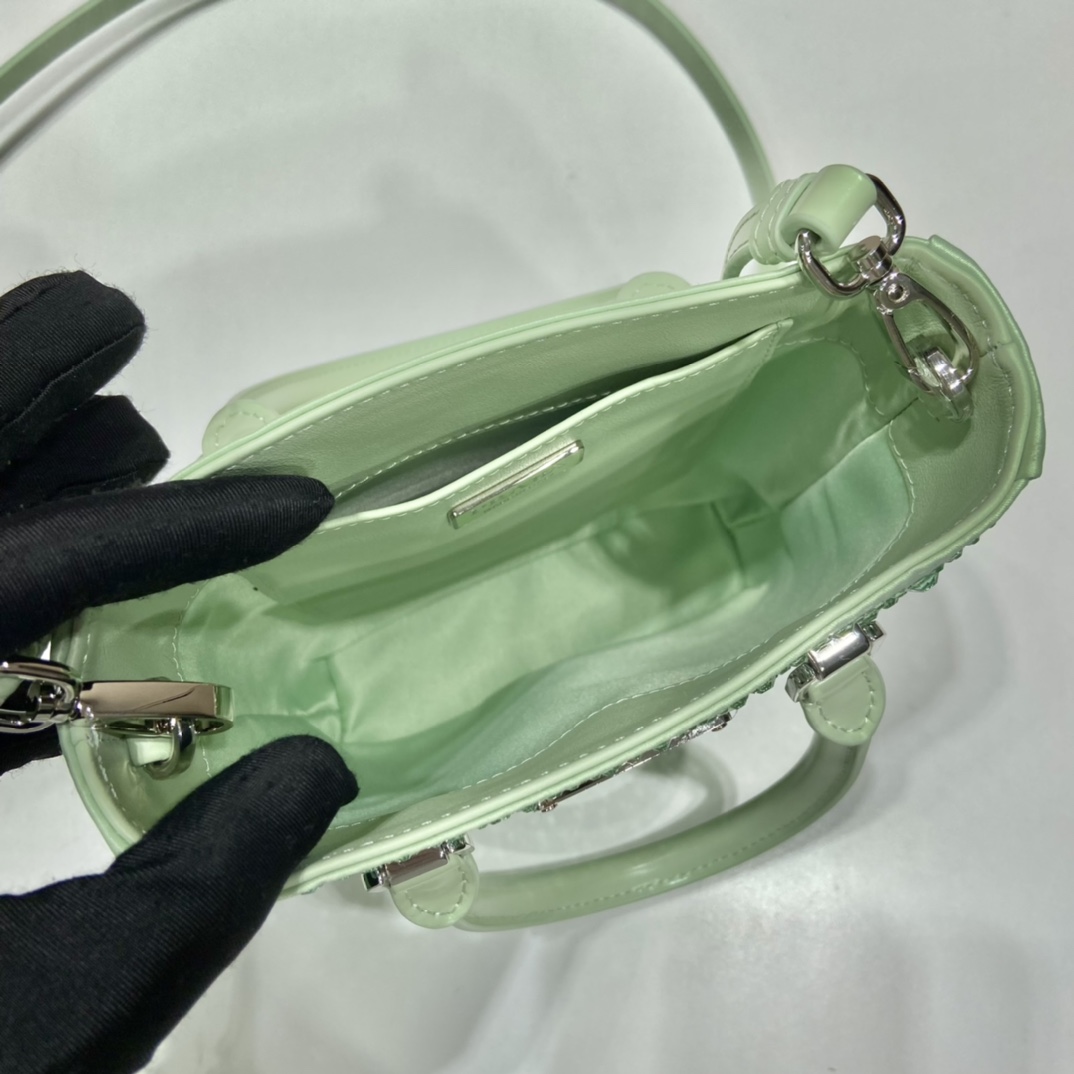 Prada Small Satin Tote Bag With Crystals Gold For Women, Women's Bags 6.9in/18cm 1BA331_2AWL_F068X_V_OOO - Image 4