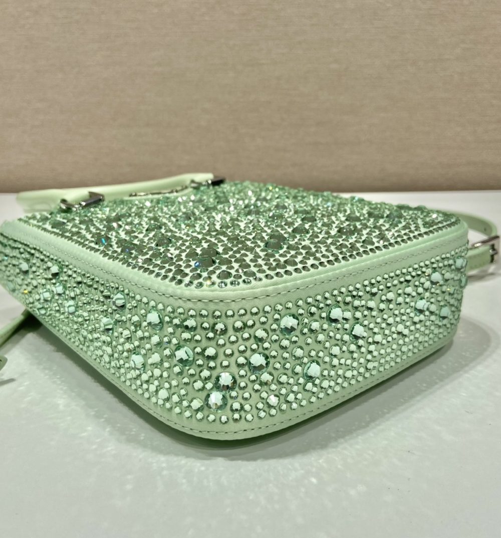 Prada Small Satin Tote Bag With Crystals Gold For Women, Women's Bags 6.9in/18cm 1BA331_2AWL_F068X_V_OOO