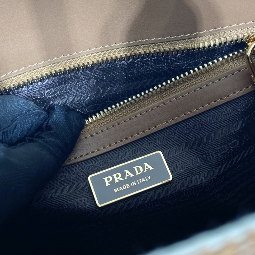 Prada Small Symbole Jacquard Fabric Handbag Brown/White For Women, Women's Bags 11in/28cm 1BA354_2FKL_F0I0U_V_OOO - Image 5