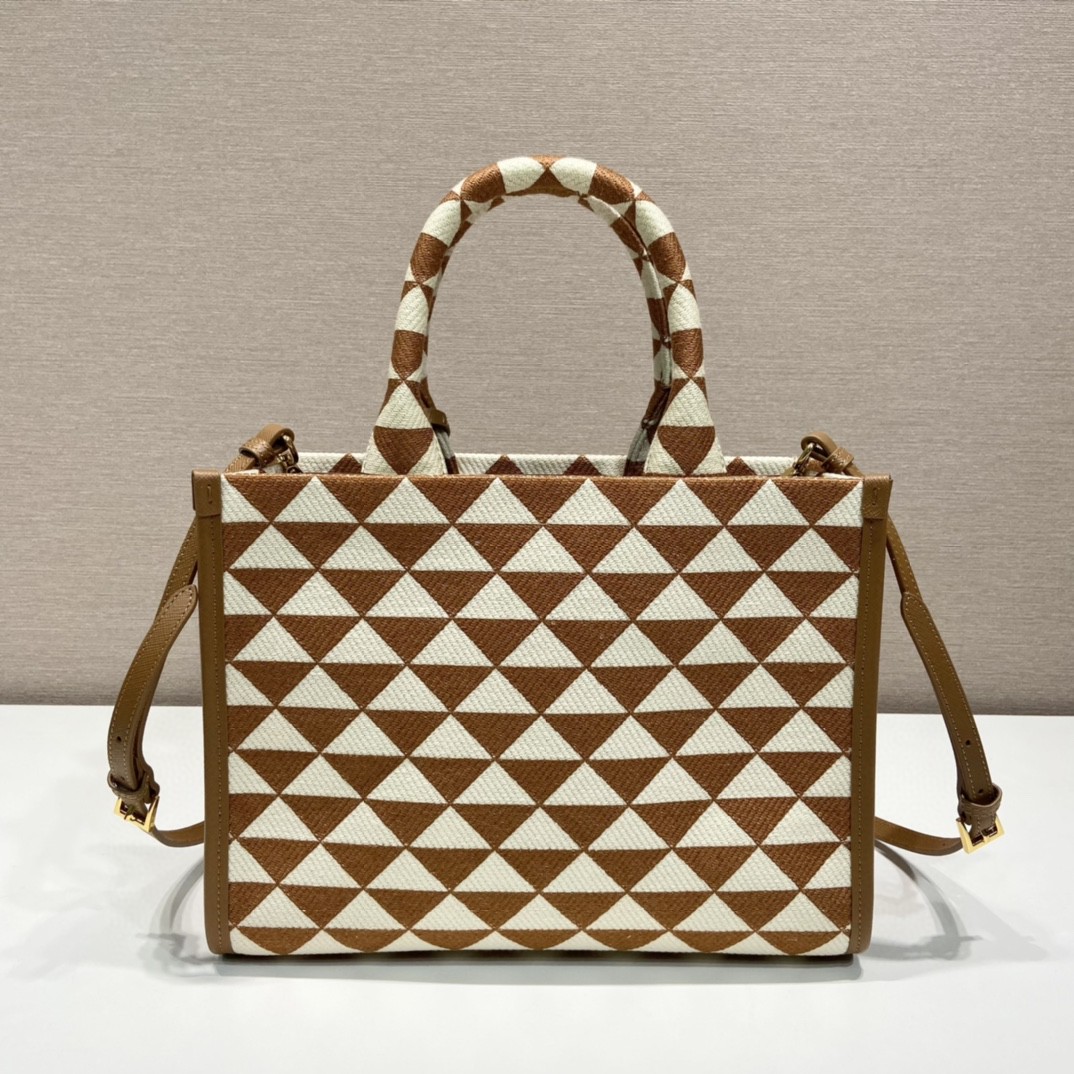 Prada Small Symbole Jacquard Fabric Handbag Brown/White For Women, Women's Bags 11in/28cm 1BA354_2FKL_F0I0U_V_OOO - Image 2