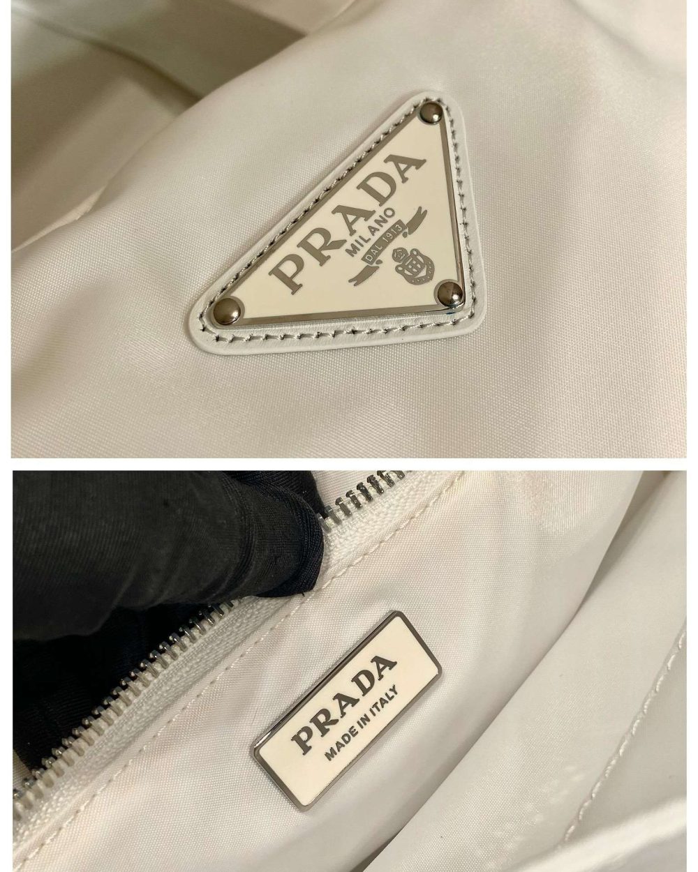 Prada Soft Padded Re-Nylon Bag White/Pink For Women 15in/38cm