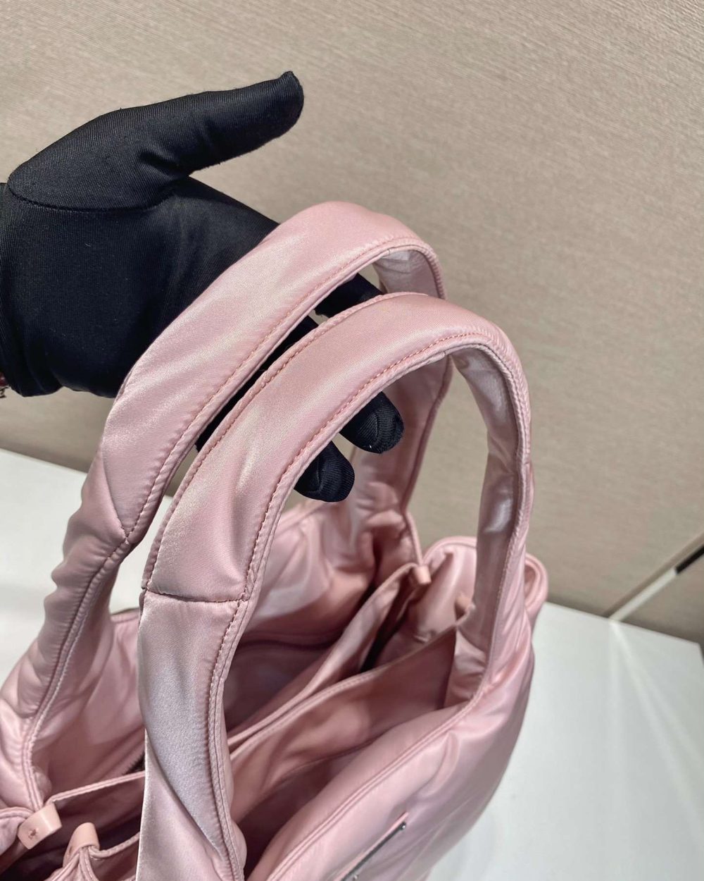 Prada Soft Padded Re-Nylon Bag White/Pink For Women 15in/38cm