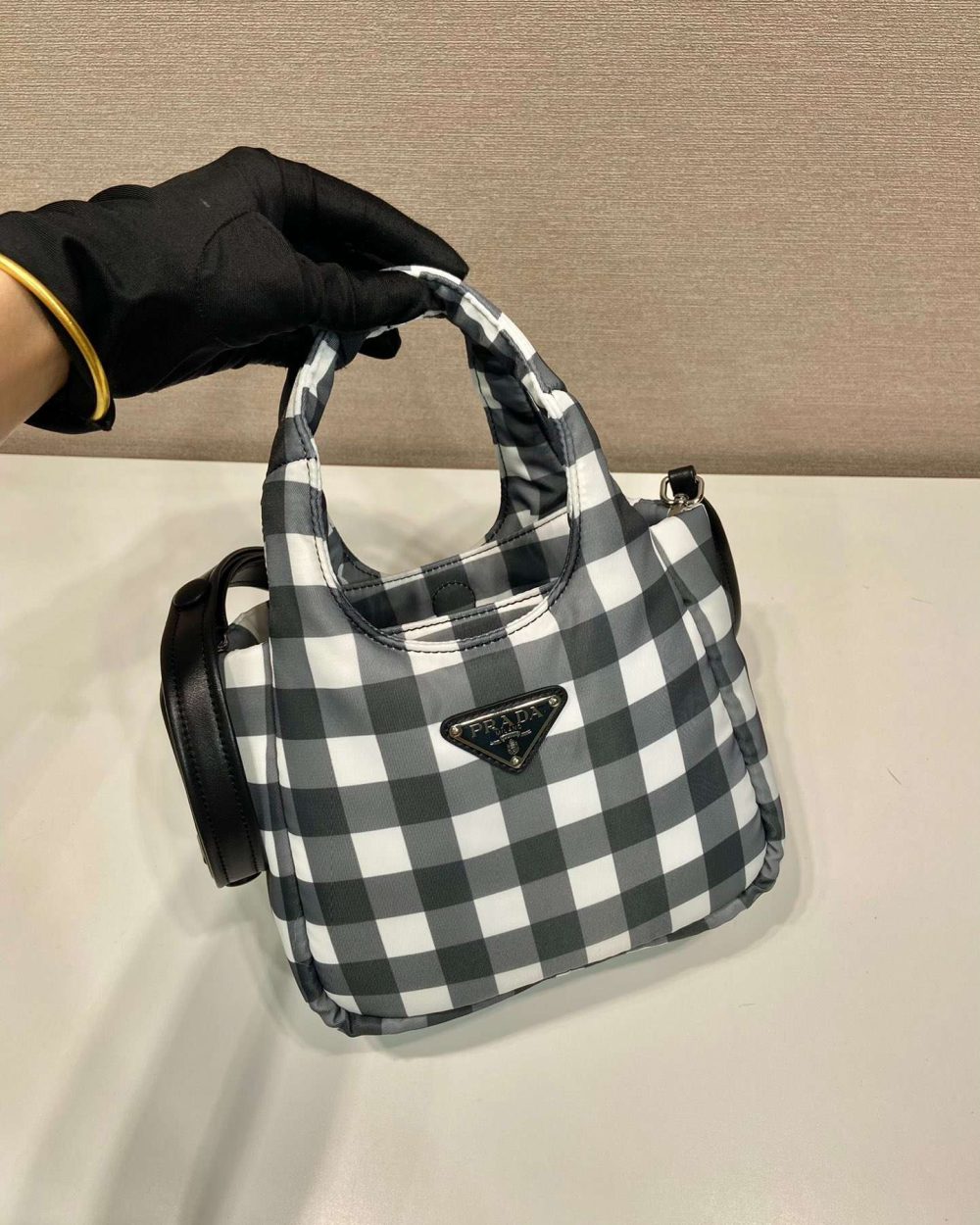 Prada Soft Padded Re-Nylon Mini-Bag White For Women 7.1in/18cm