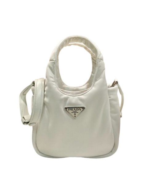 Prada Soft Padded Re-Nylon Mini-Bag White/Pink/Beige For Women 7.1in/18cm 1BA359_RCCJ_F0009_V_OVM