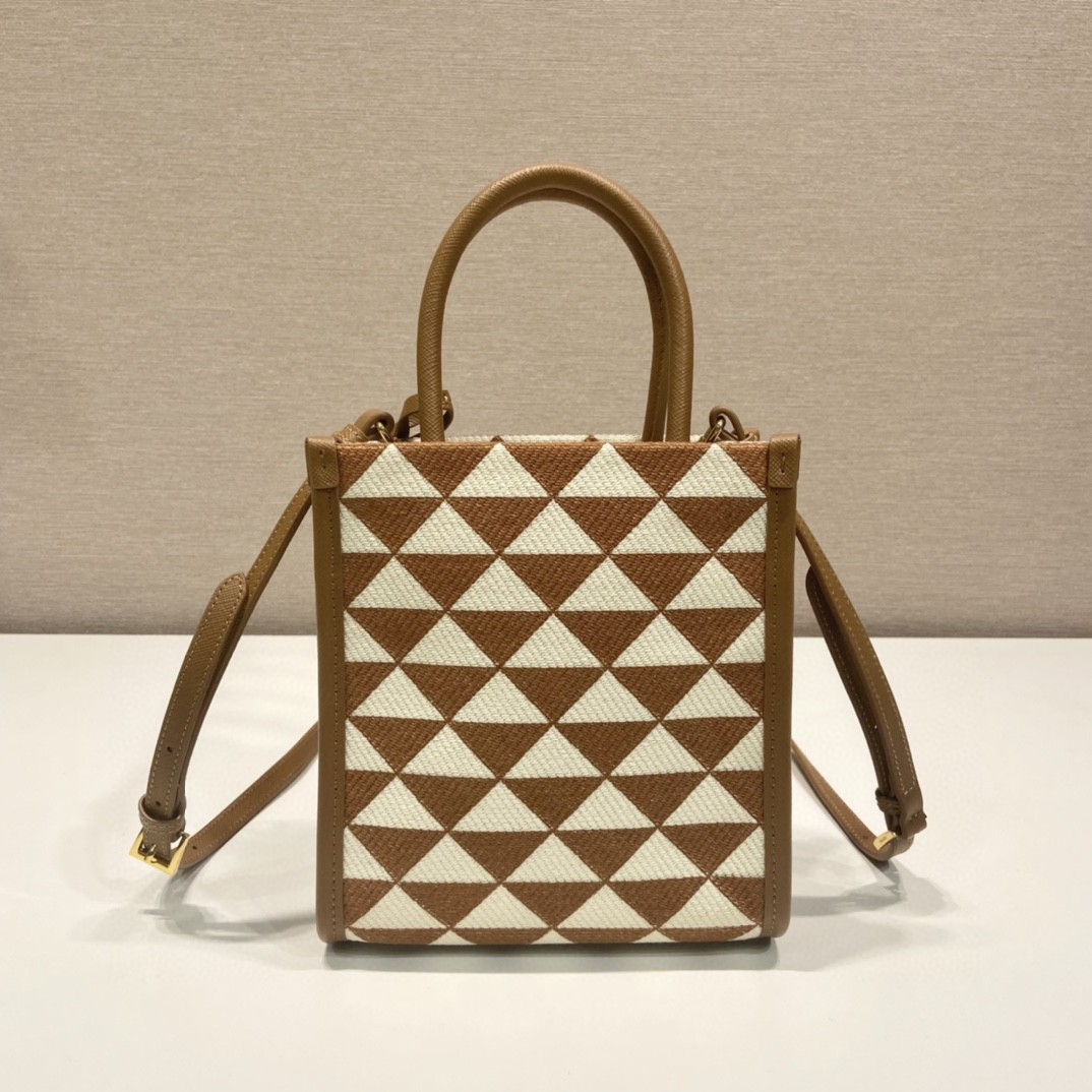 Prada Symbole Jacquard Fabric Micro Bag Brown/White For Women, Women's Bags 7.5in/19cm 1BA355_2FKL_F0I0U_V_OOO - Image 2