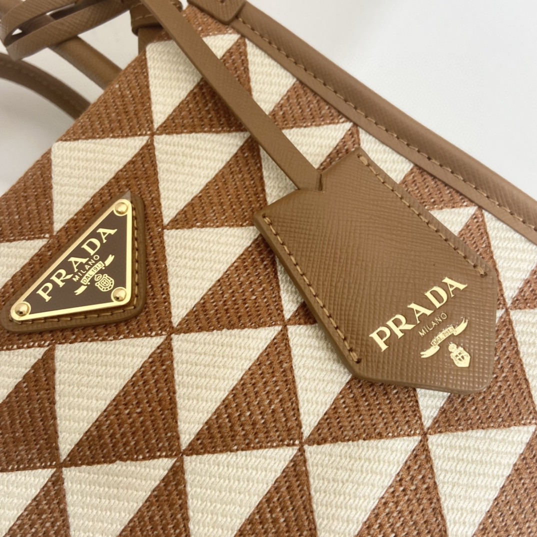 Prada Symbole Jacquard Fabric Micro Bag Brown/White For Women, Women's Bags 7.5in/19cm 1BA355_2FKL_F0I0U_V_OOO - Image 6