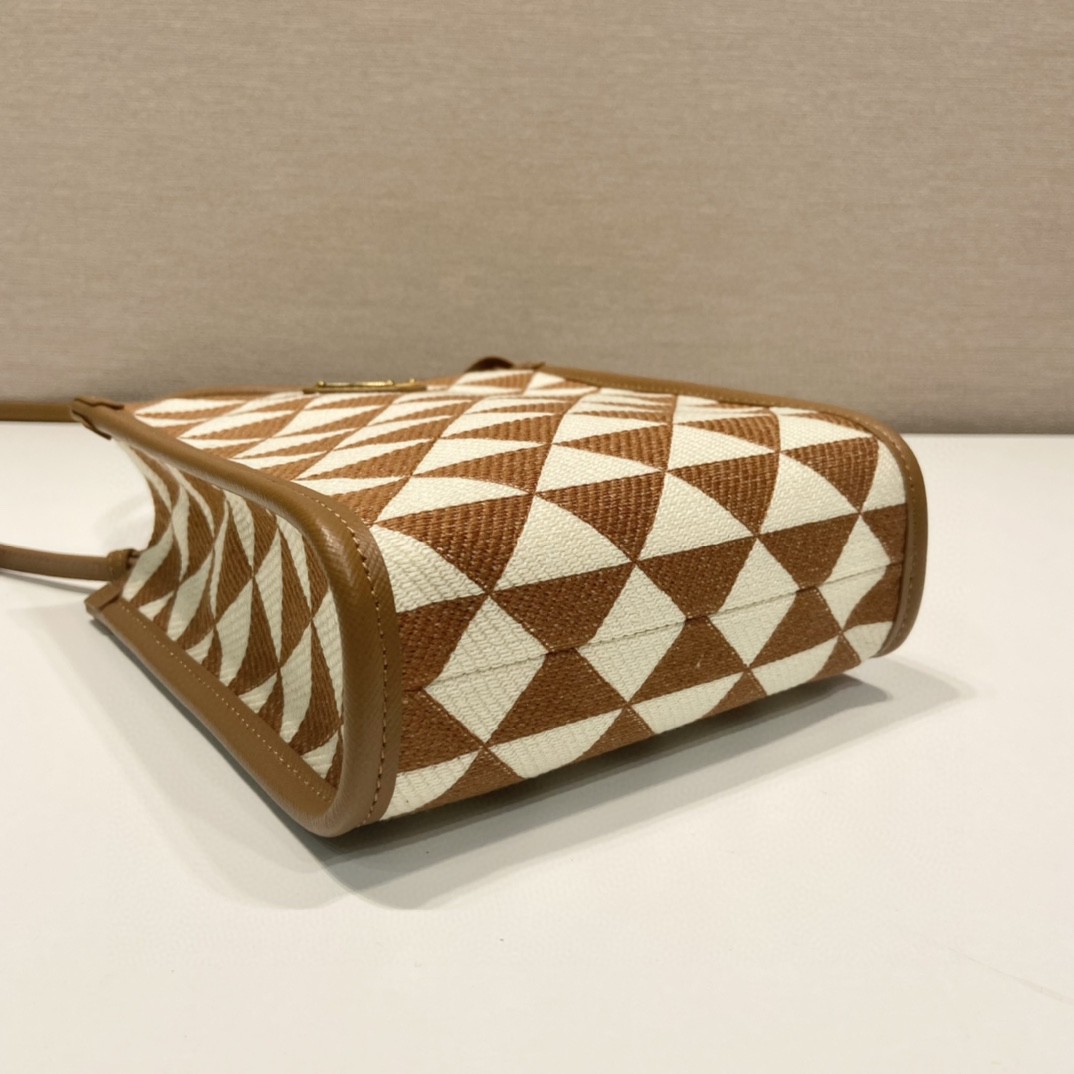 Prada Symbole Jacquard Fabric Micro Bag Brown/White For Women, Women's Bags 7.5in/19cm 1BA355_2FKL_F0I0U_V_OOO - Image 5