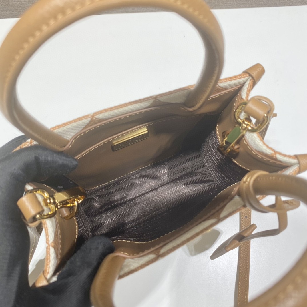 Prada Symbole Jacquard Fabric Micro Bag Brown/White For Women, Women's Bags 7.5in/19cm 1BA355_2FKL_F0I0U_V_OOO - Image 8