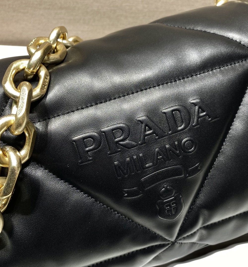 Prada System Nappa Patchwork Shoulder Bag Black For Women, Women's Bags 7.5in/19cm