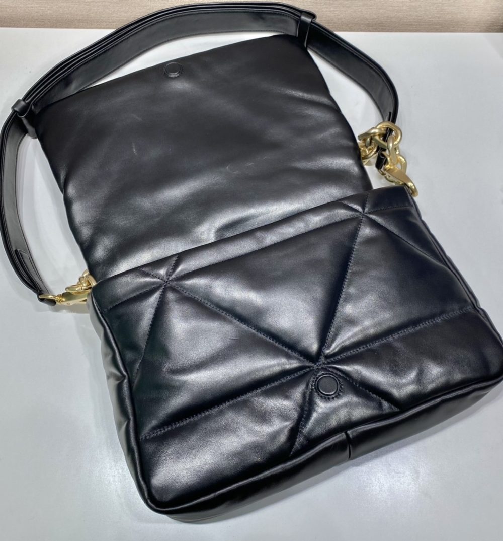 Prada System Nappa Patchwork Shoulder Bag Black For Women, Women's Bags 7.5in/19cm