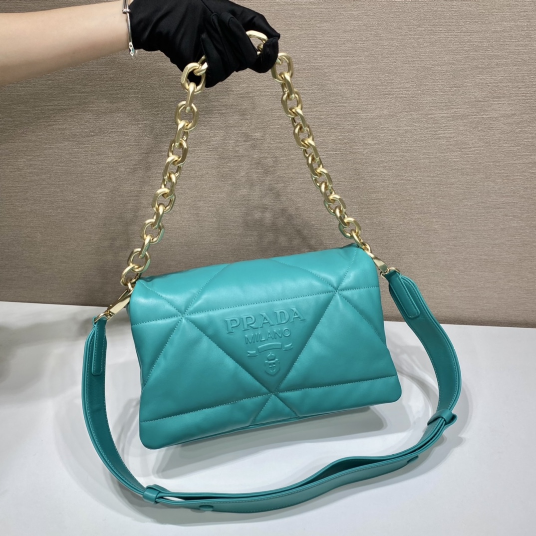 Prada System Nappa Patchwork Shoulder Bag Jade Green For Women, Women's Bags 7.5in/19cm - Image 2