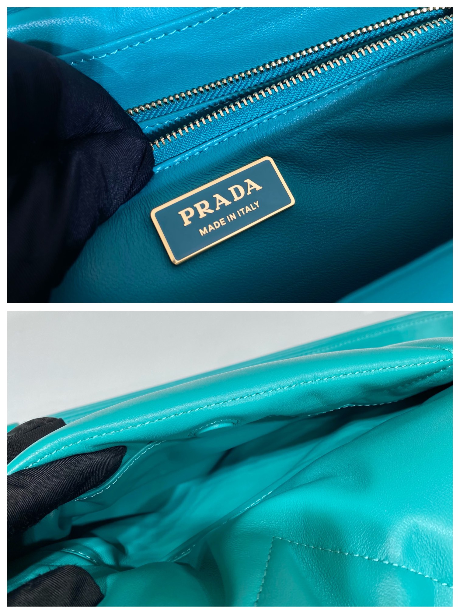 Prada System Nappa Patchwork Shoulder Bag Jade Green For Women, Women's Bags 7.5in/19cm - Image 3